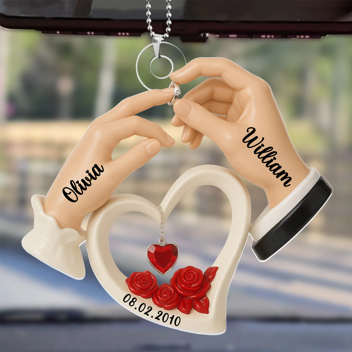 Anniversary Gifts For Couple - Personalized Car Acrylic Hanging Ornament - Image 4