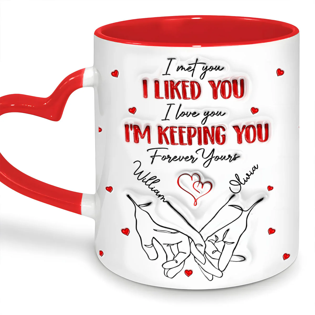 Anniversary Wedding Gifts For Husband And Wife - Personalized Heart Handle Mug - Image 2