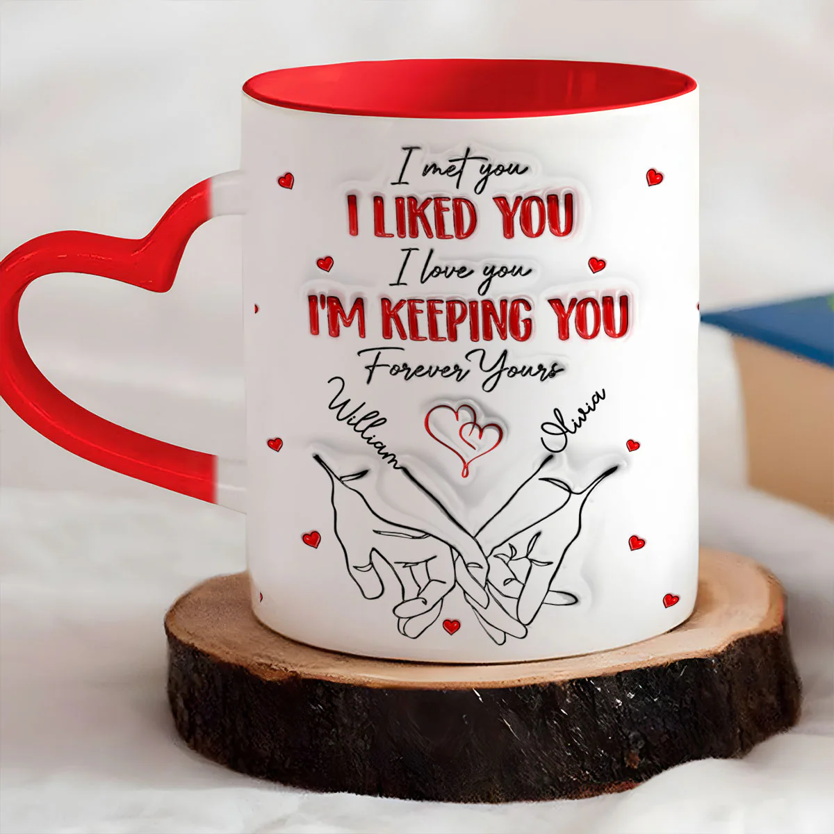 Anniversary Wedding Gifts For Husband And Wife - Personalized Heart Handle Mug - Image 4