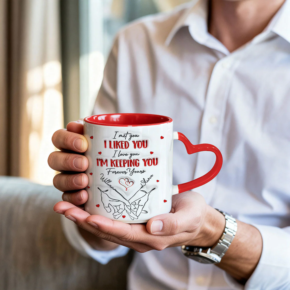 Anniversary Wedding Gifts For Husband And Wife - Personalized Heart Handle Mug - Image 5