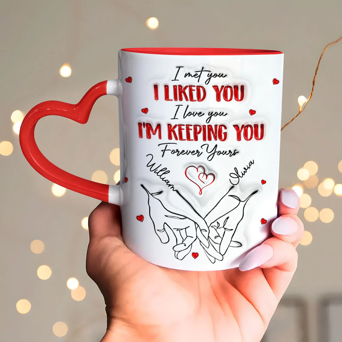 Anniversary Wedding Gifts For Husband And Wife - Personalized Heart Handle Mug - Image 6