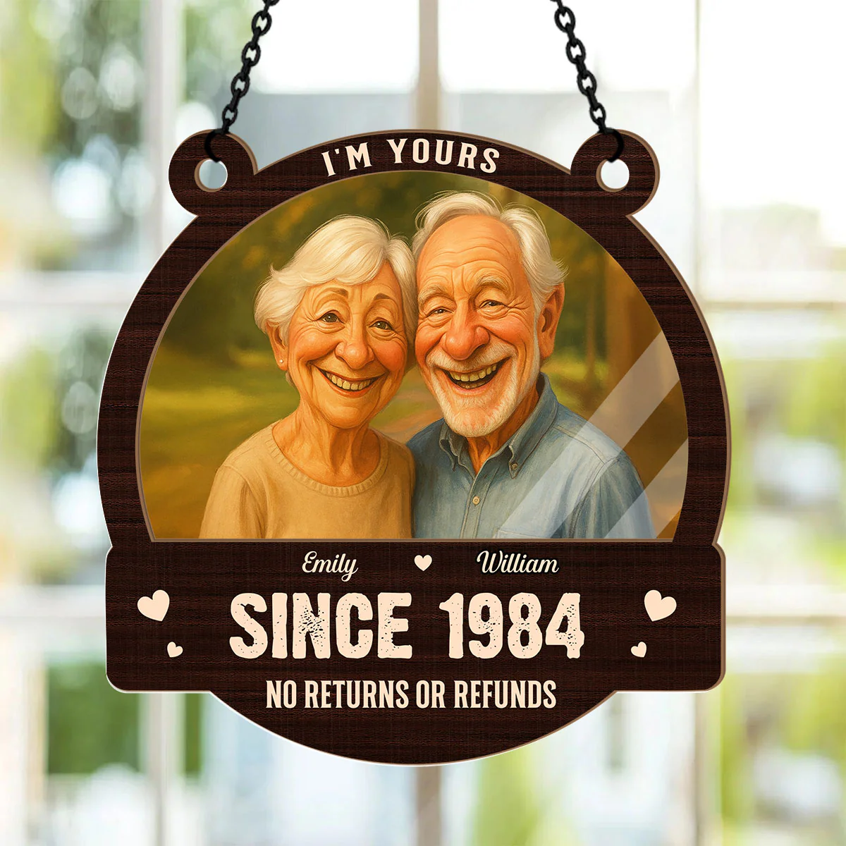 Anniversary Wedding Gifts For Husband And Wife - Personalized Window Hanging Suncatcher - Image 2