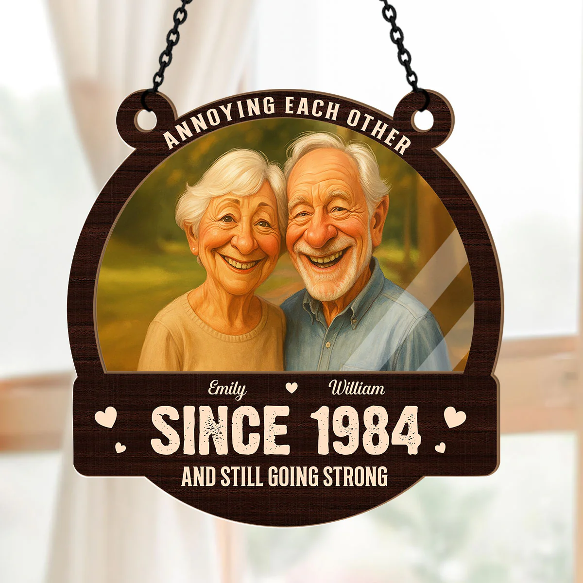Anniversary Wedding Gifts For Husband And Wife - Personalized Window Hanging Suncatcher - Image 5