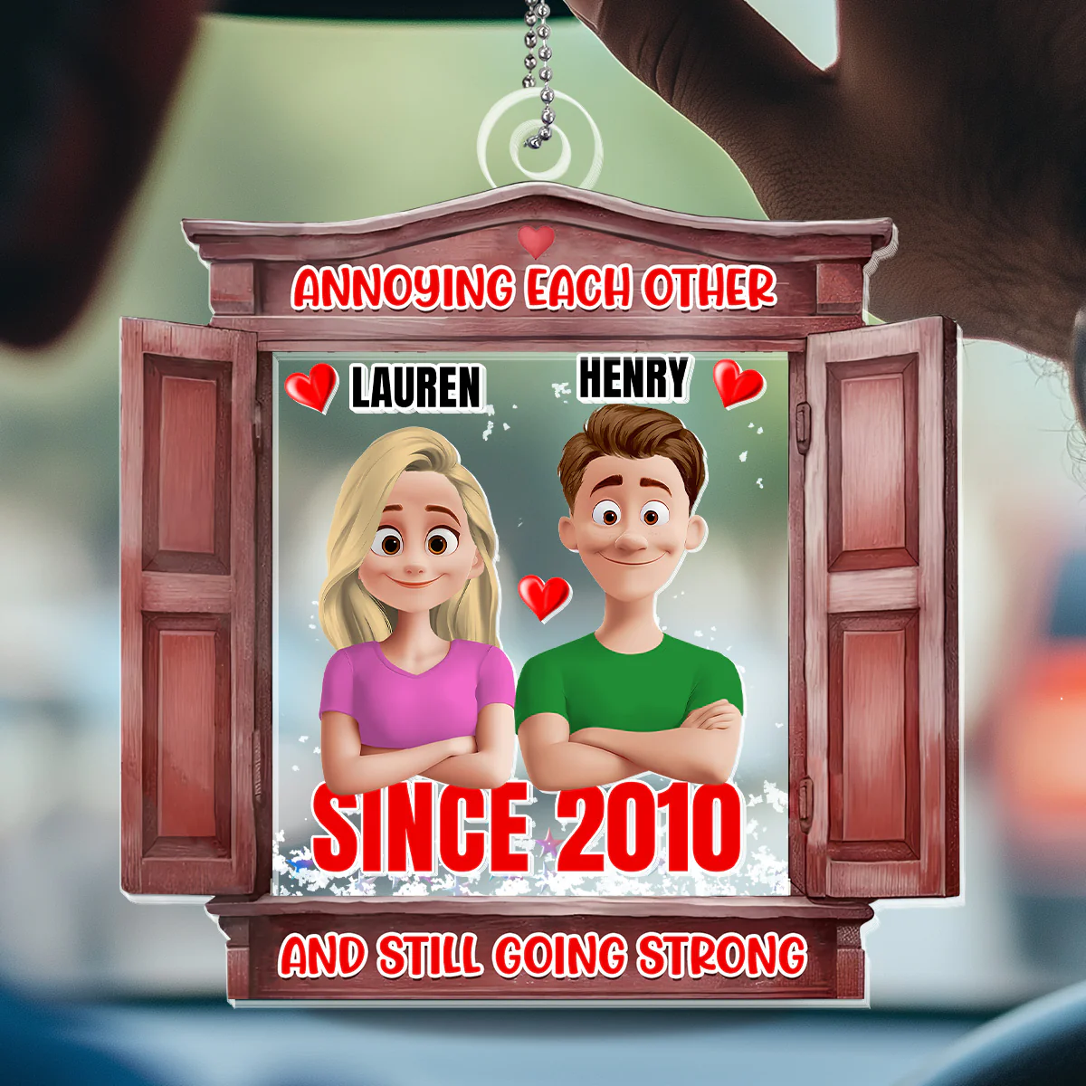 Annoying Each Other And Still Going Strong - Personalized Car Shaker Ornament - Image 3