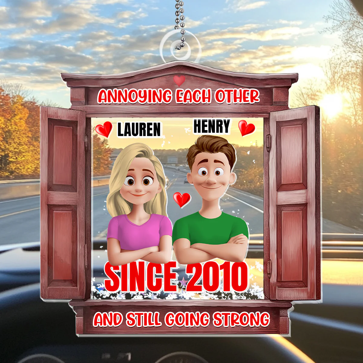 Annoying Each Other And Still Going Strong - Personalized Car Shaker Ornament - Image 4
