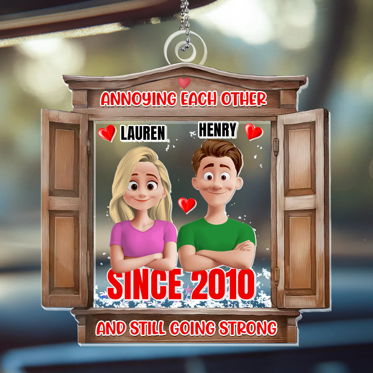 Annoying Each Other And Still Going Strong - Personalized Car Shaker Ornament - Image 5