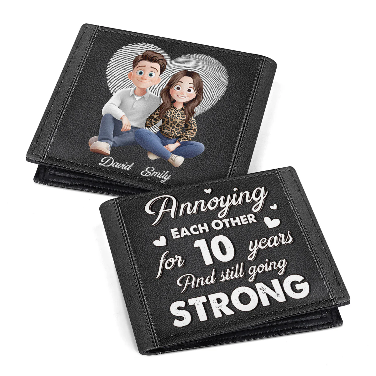 Annoying Each Other And Still Going Strong - Personalized Leather Folded Wallet
