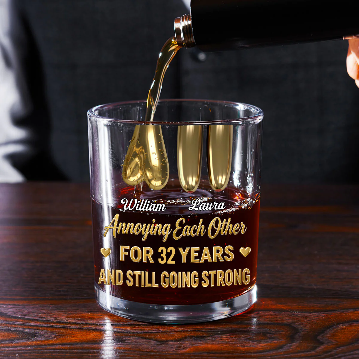 Annoying Each Other For Years And Still Going Strong  - Personalized Round Whiskey Glass - Image 2