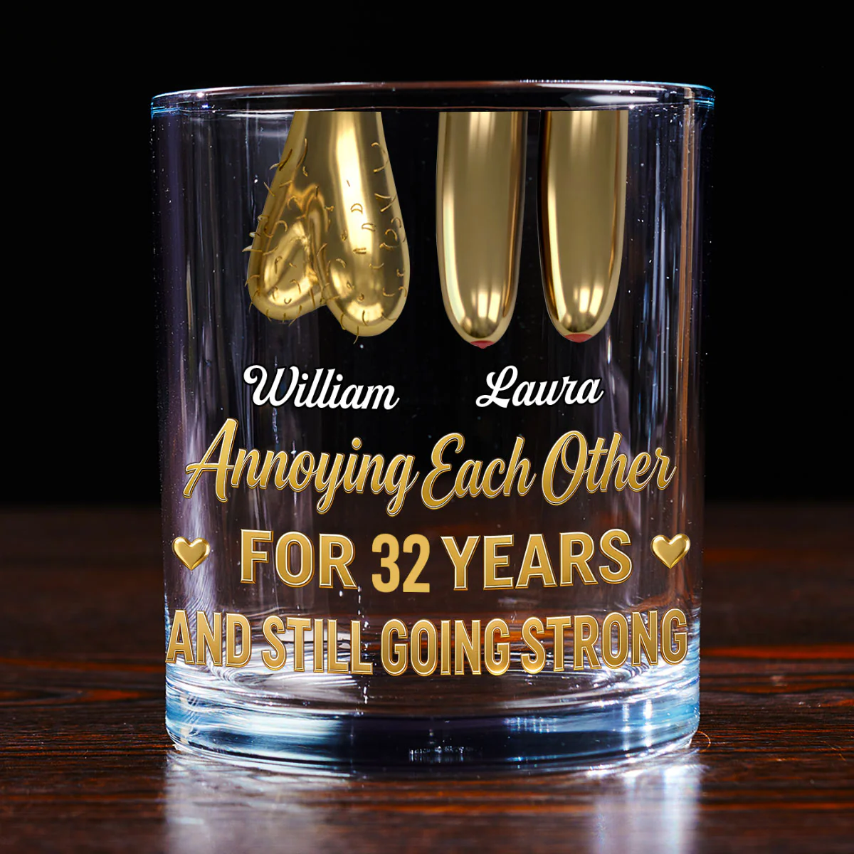Annoying Each Other For Years And Still Going Strong  - Personalized Round Whiskey Glass - Image 3