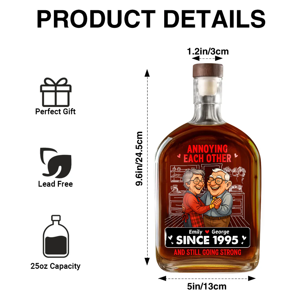 Annoying Each Other For Years Caricature Style - Personalized Whiskey Bottle - Image 7