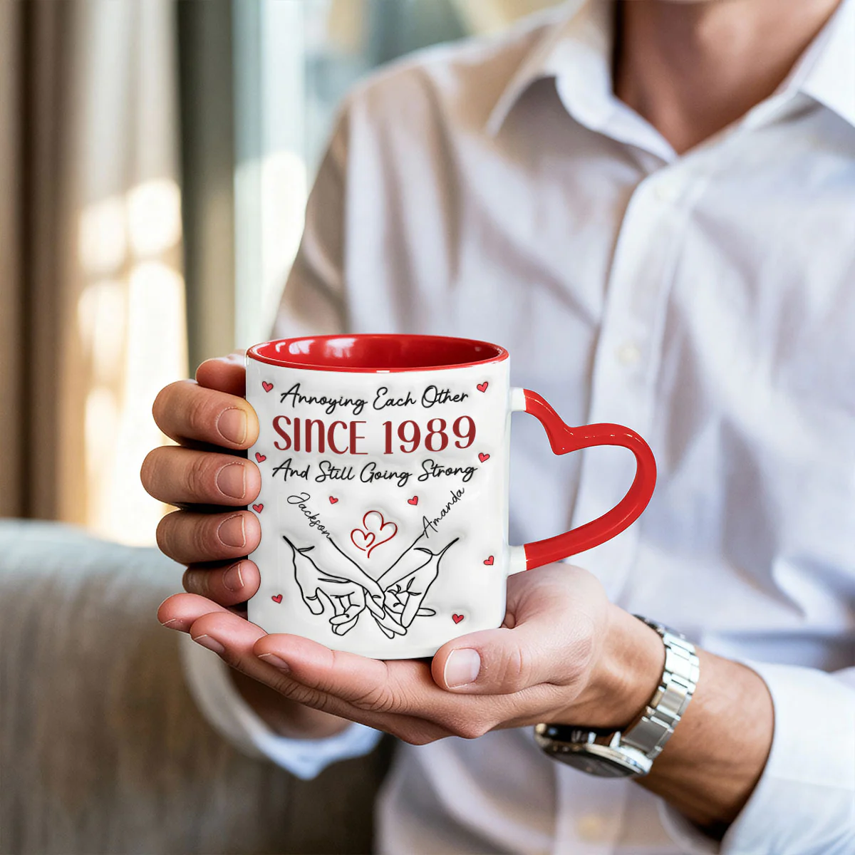 Annoying Each Other Gift For Couple - Personalized Heart Handle Mug - Image 5