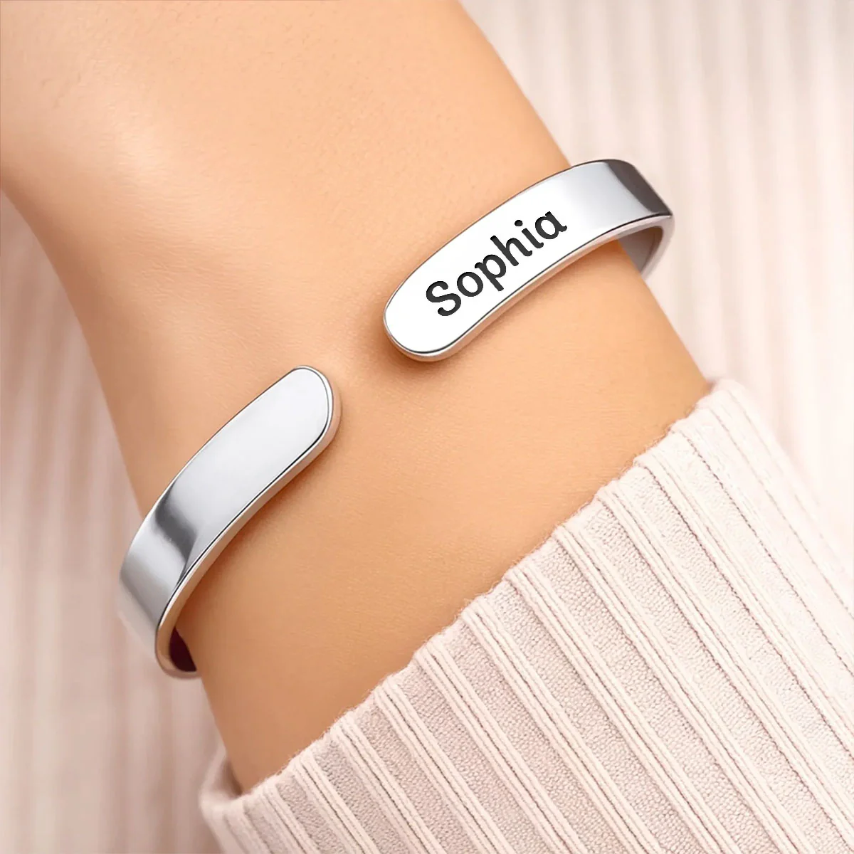 Annoying Each Other - Personalized Cuff Bangle Bracelet With Box - Image 3