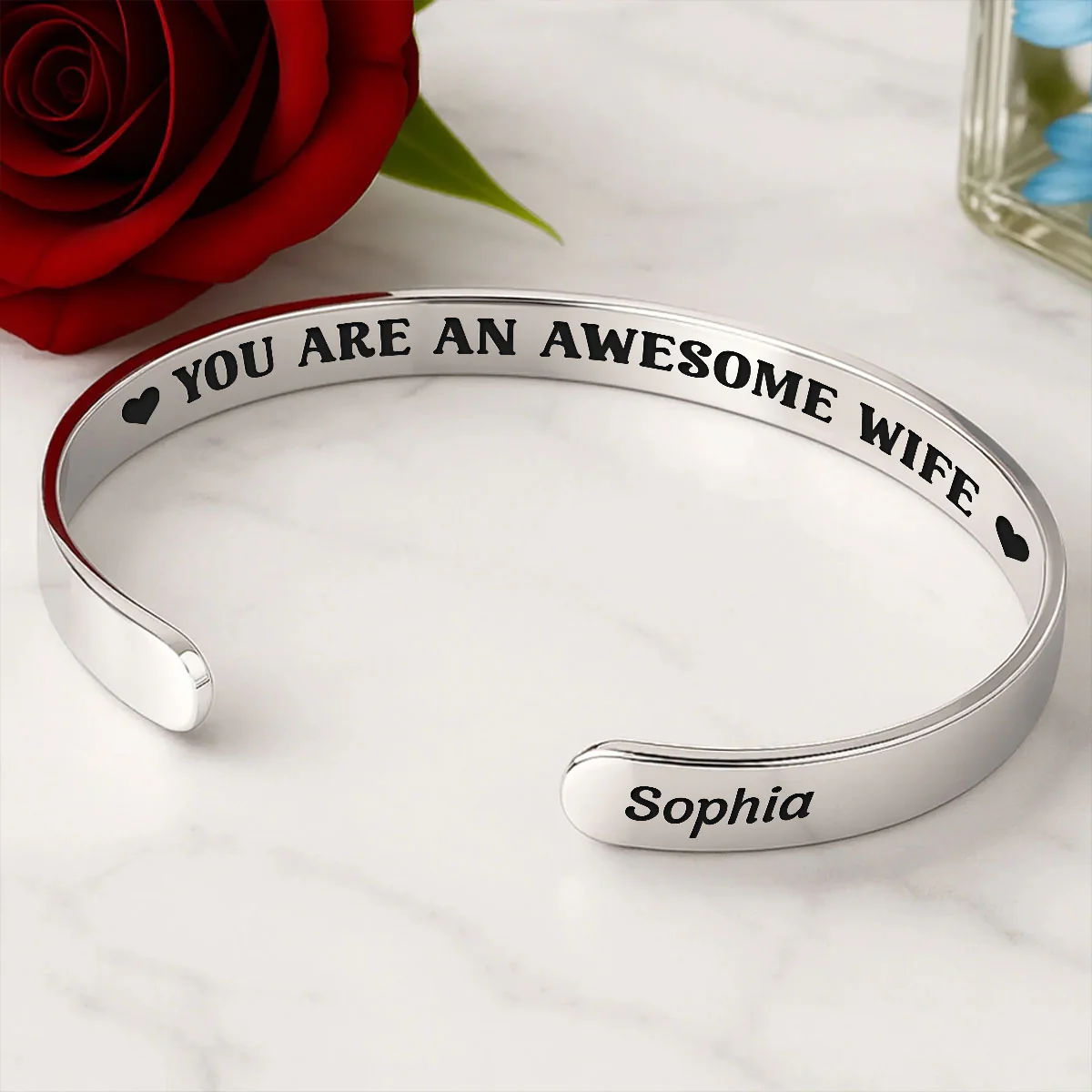 Annoying Each Other - Personalized Cuff Bangle Bracelet With Box - Image 4