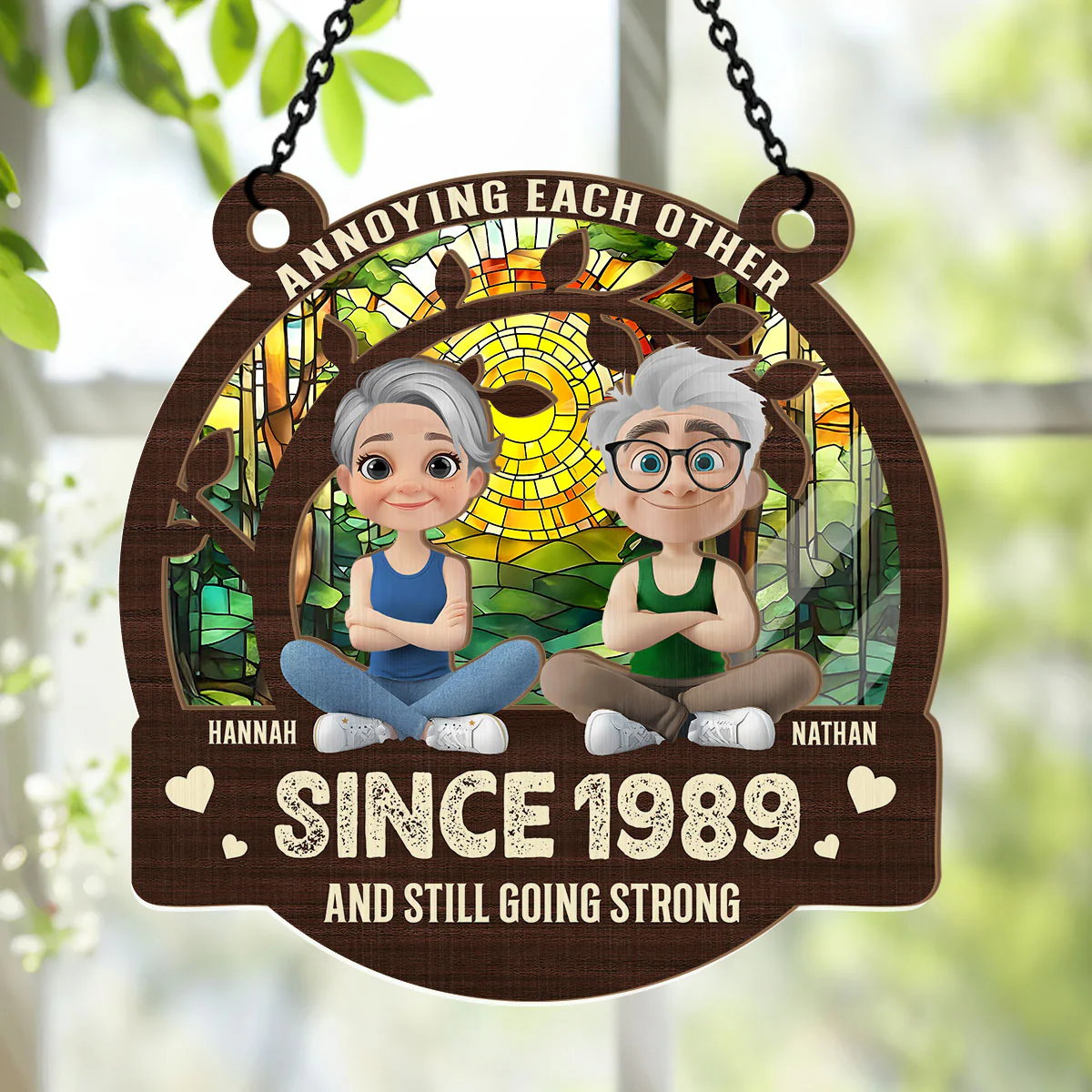 Annoying Each Other - Personalized Window Hanging Suncatcher - Image 4