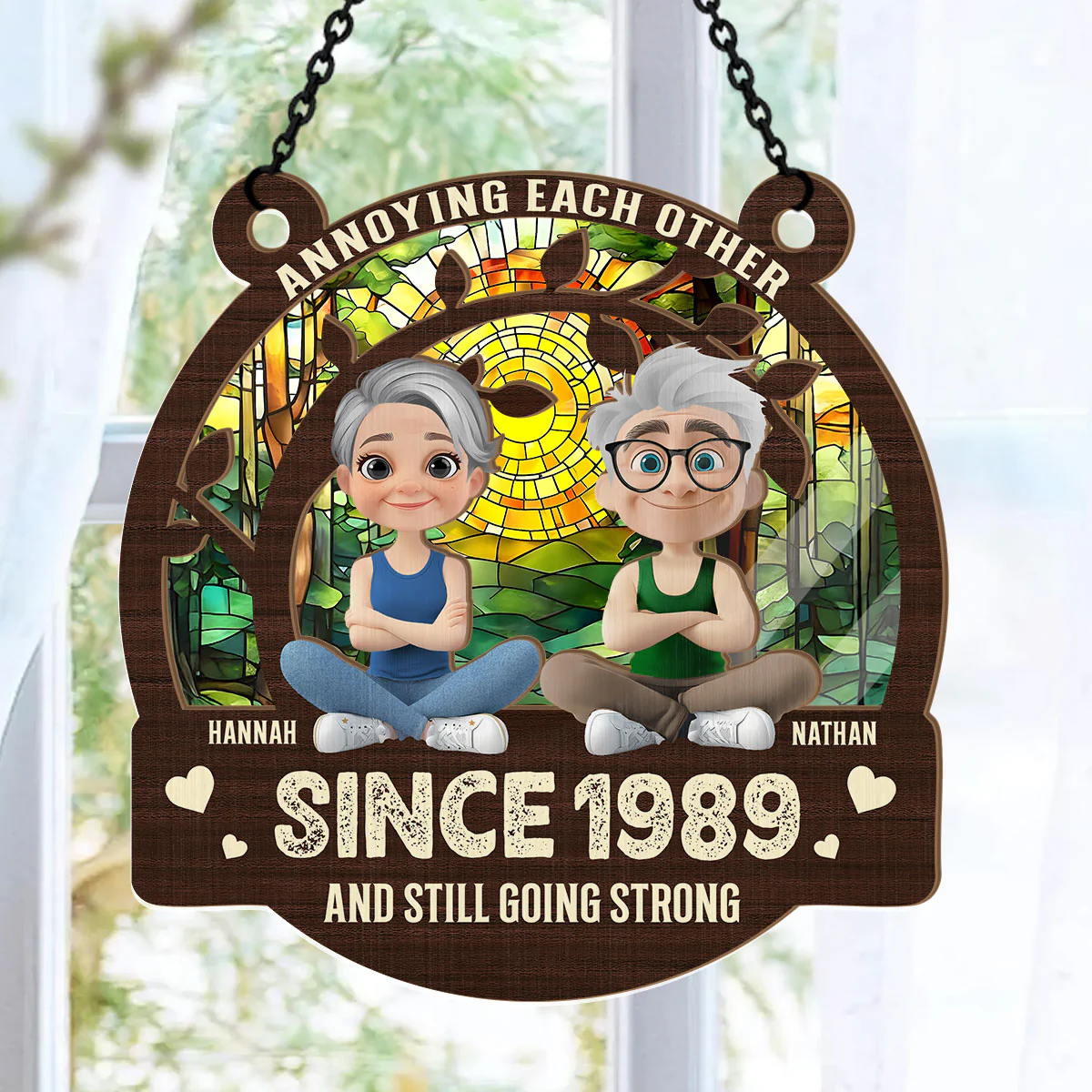 Annoying Each Other - Personalized Window Hanging Suncatcher - Image 6