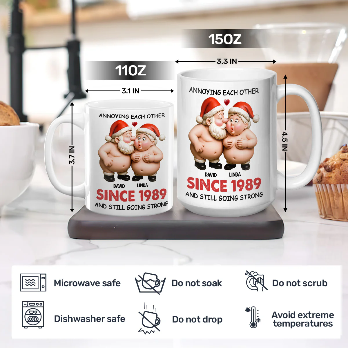 Annoying Each Other Santa Hats - Personalized Ceramic Coffee Mug - Image 7