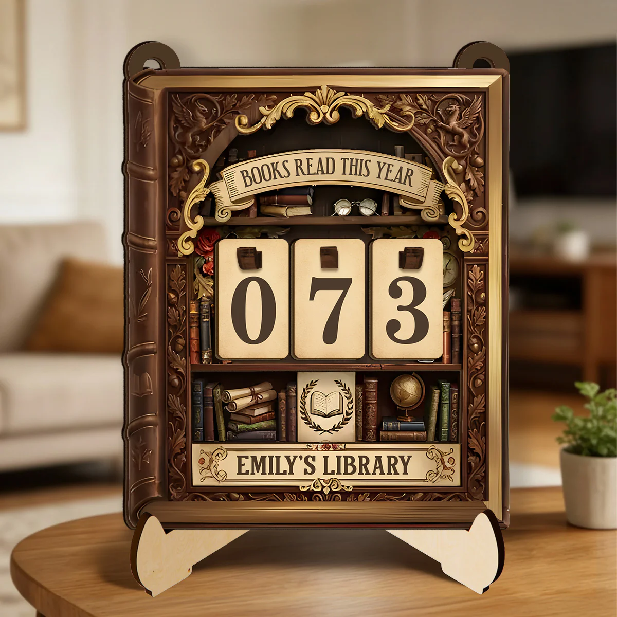 Antique Books Read This Year Gift For Book Lover - Personalized Tracker Sign - Image 3