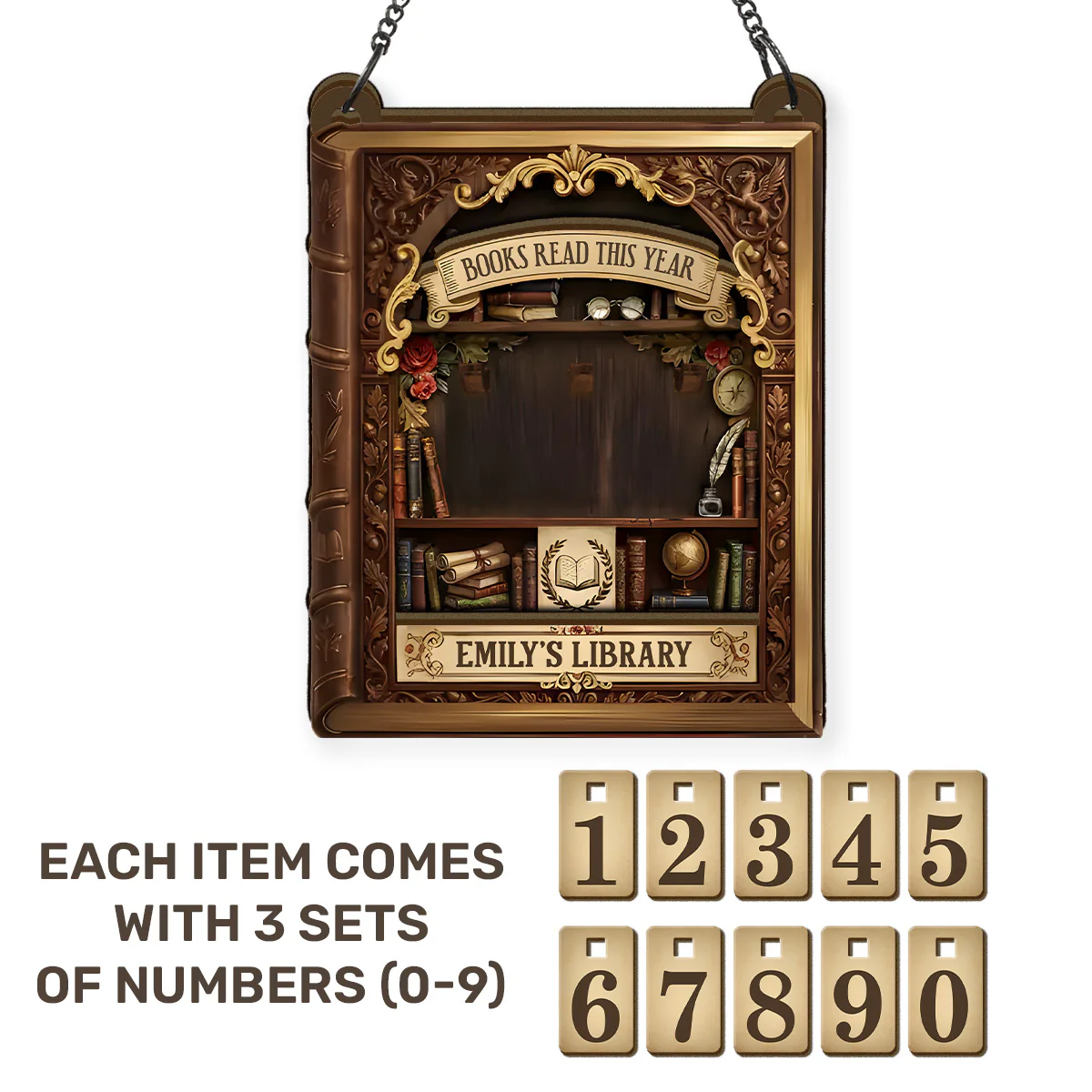 Antique Books Read This Year Gift For Book Lover - Personalized Tracker Sign - Image 6