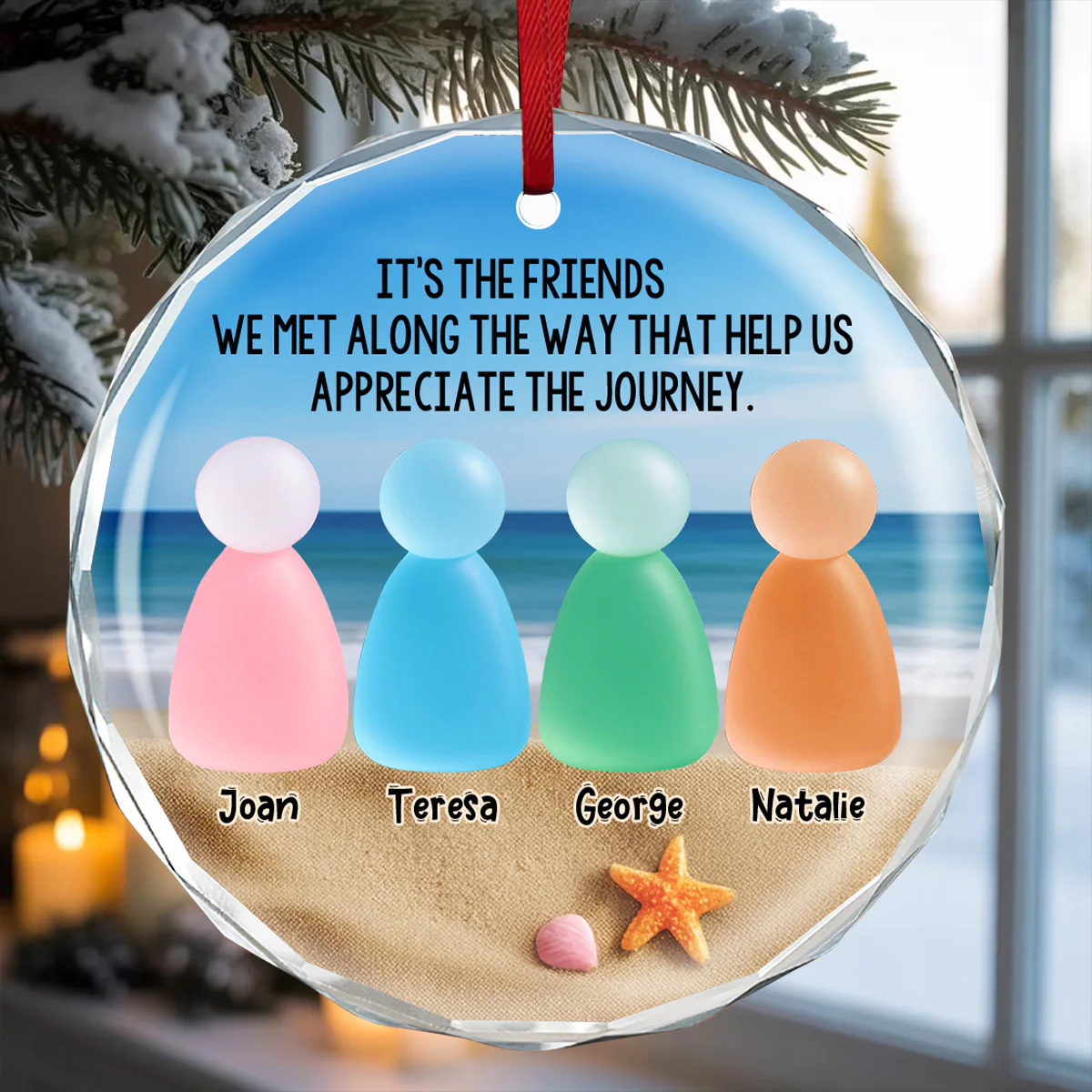 Appreciate Our Journey - Personalized Round Shaped Glass Ornament - Image 2