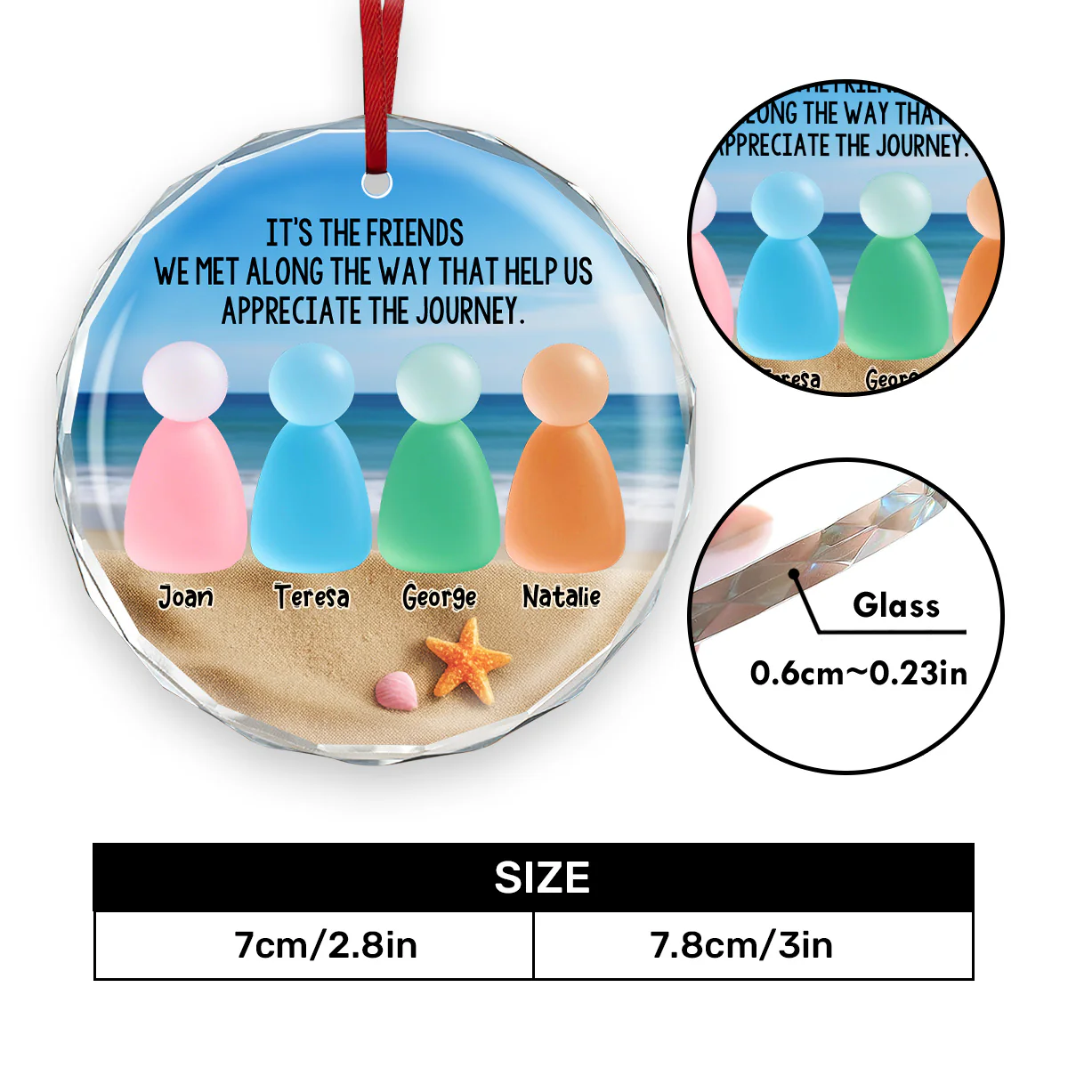 Appreciate Our Journey - Personalized Round Shaped Glass Ornament - Image 7