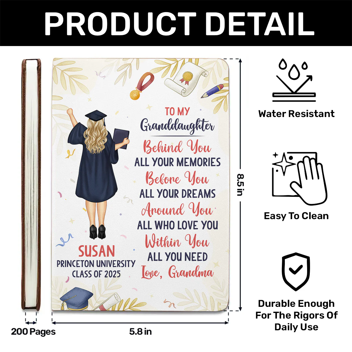 Around you All Who Love You - Personalized Leather Cover Notebook - Image 6