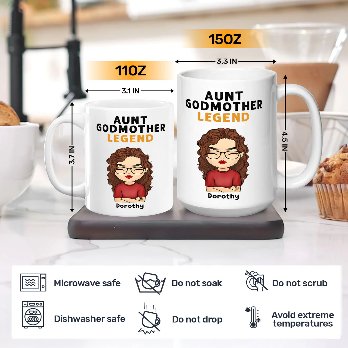 Aunt Godmother Legend - Personalized Ceramic Coffee Mug - Image 3
