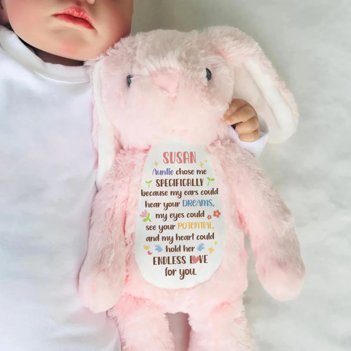 Auntie Sent You Me - Personalized Stuffed Bunny - Image 6