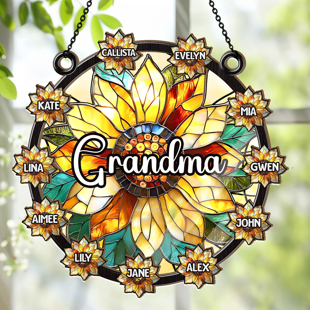 Aurora Sunflower Glow  - Personalized Window Hanging Suncatcher - Image 4