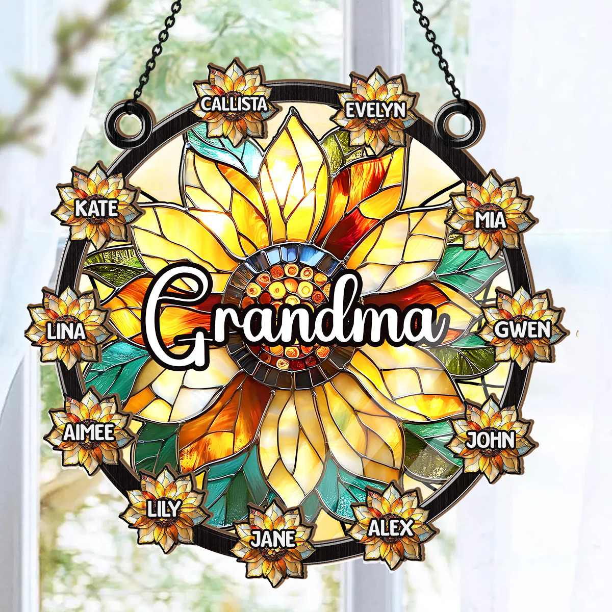 Aurora Sunflower Glow  - Personalized Window Hanging Suncatcher - Image 6
