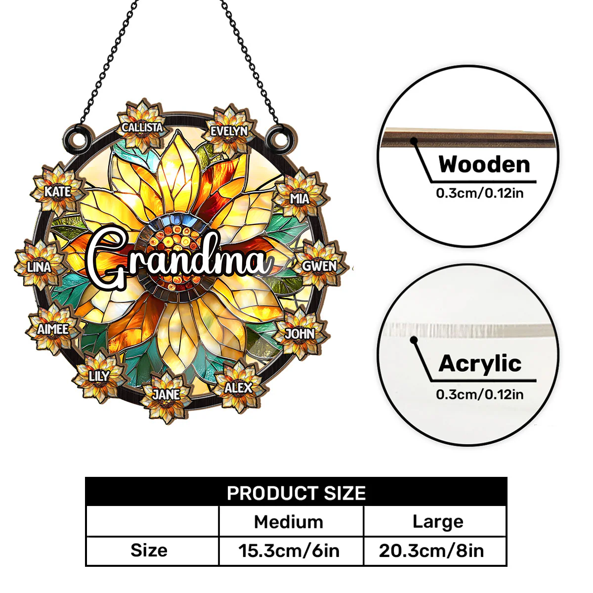 Aurora Sunflower Glow  - Personalized Window Hanging Suncatcher - Image 7