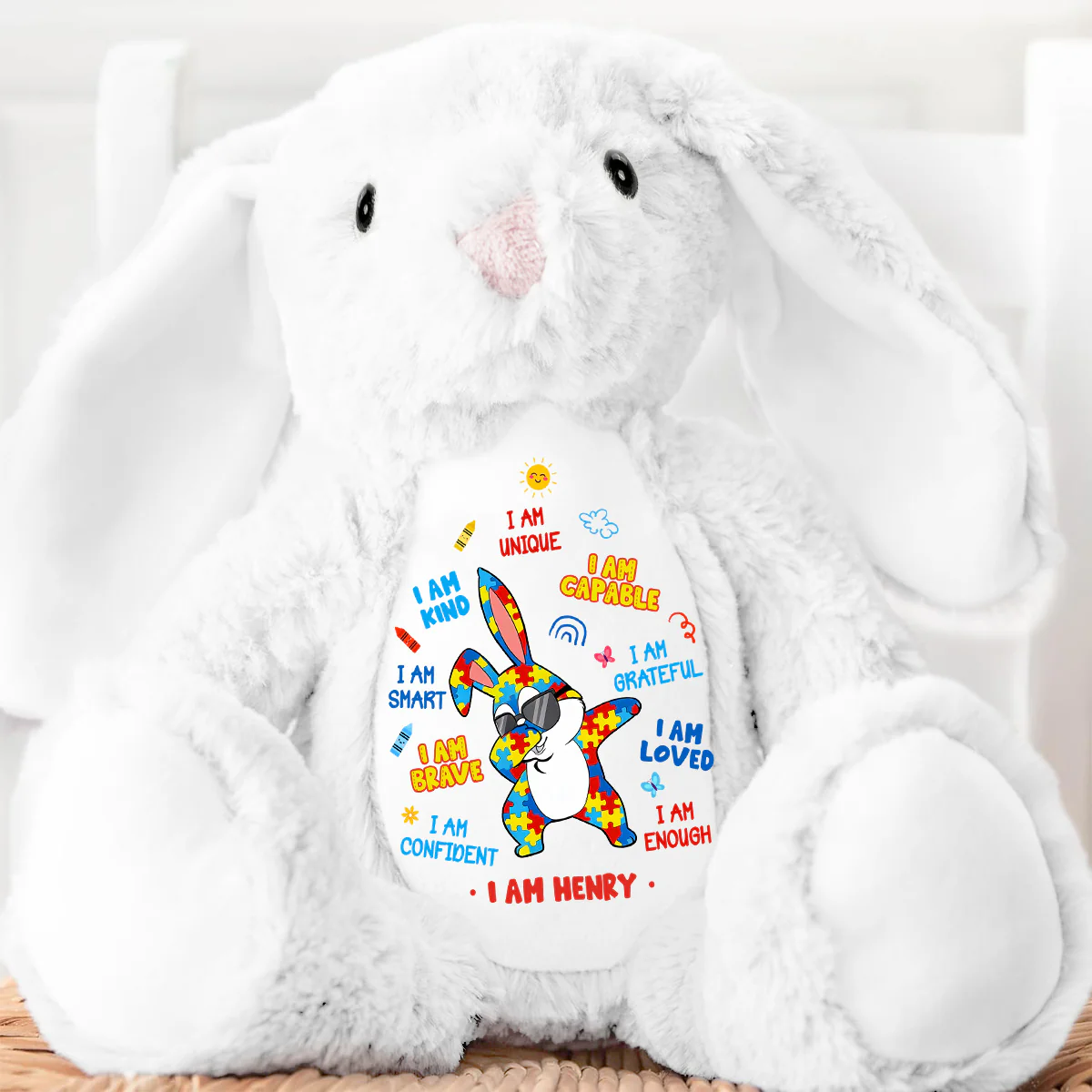 Autism Bunny I'm Kind Smart Loved - Personalized Stuffed Bunny