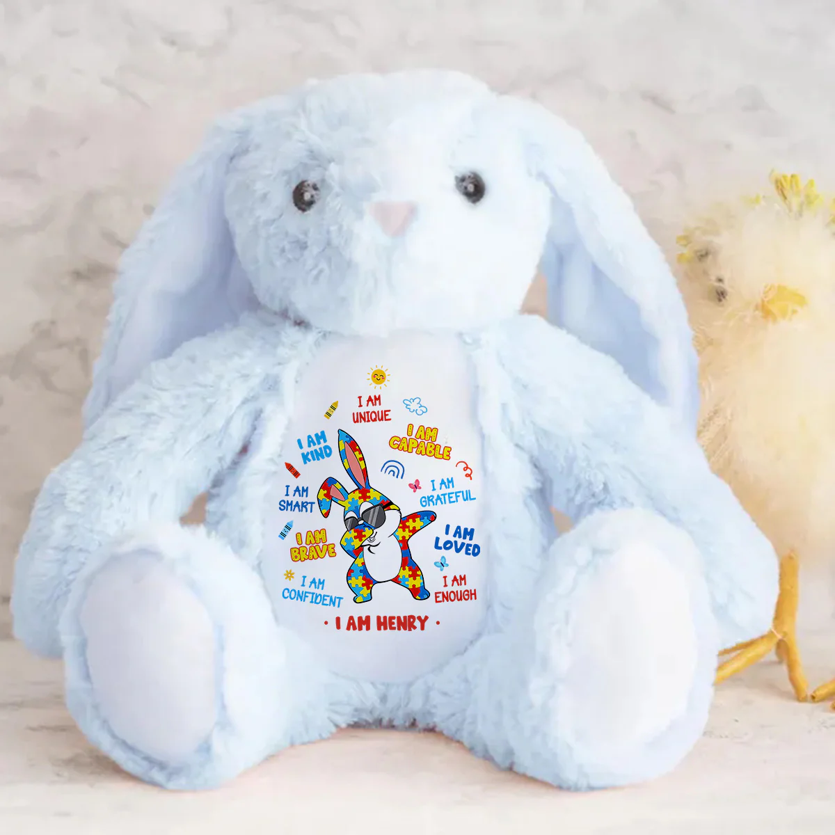 Autism Bunny I'm Kind Smart Loved - Personalized Stuffed Bunny - Image 4