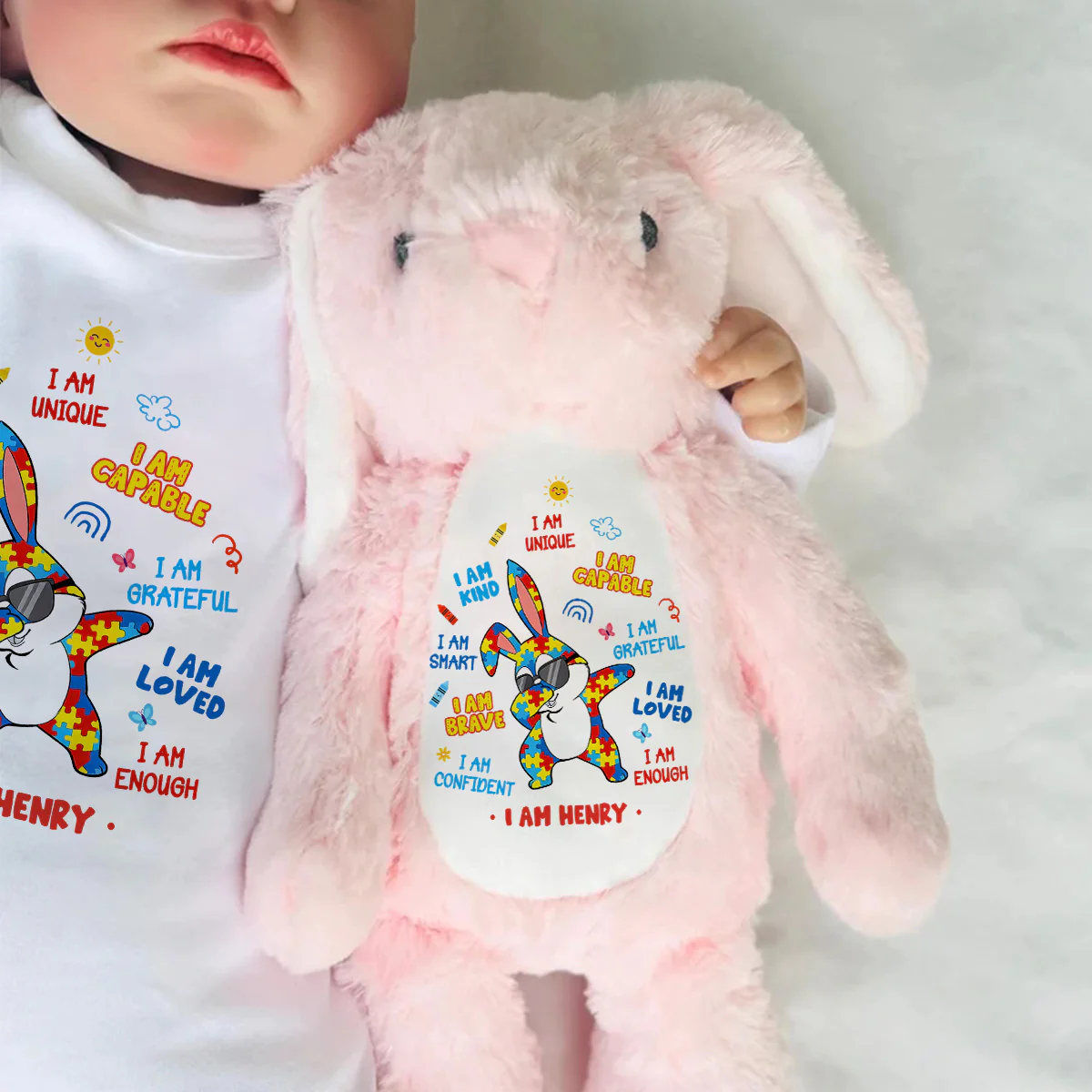 Autism Bunny I'm Kind Smart Loved - Personalized Stuffed Bunny - Image 6