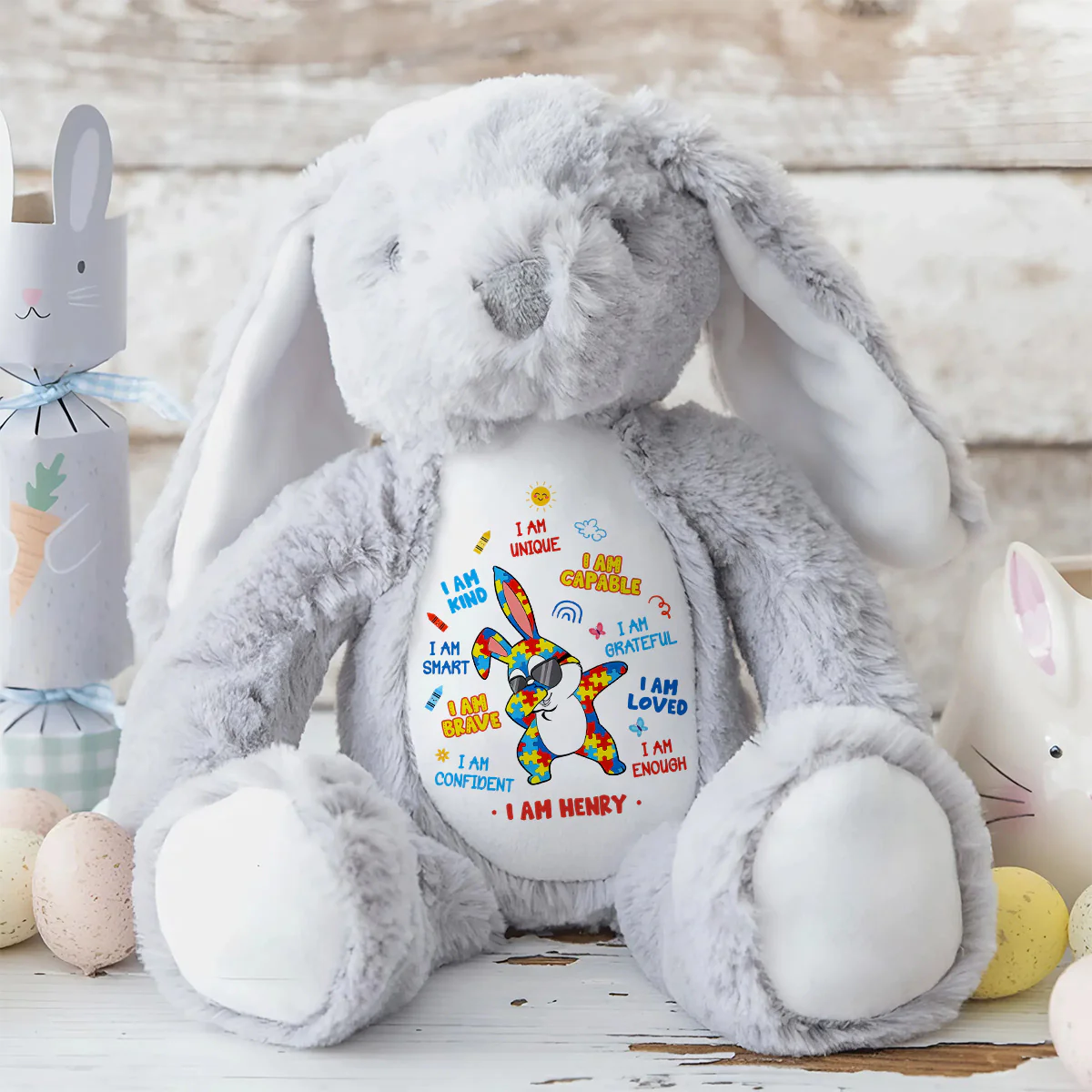 Autism Bunny I'm Kind Smart Loved - Personalized Stuffed Bunny - Image 8