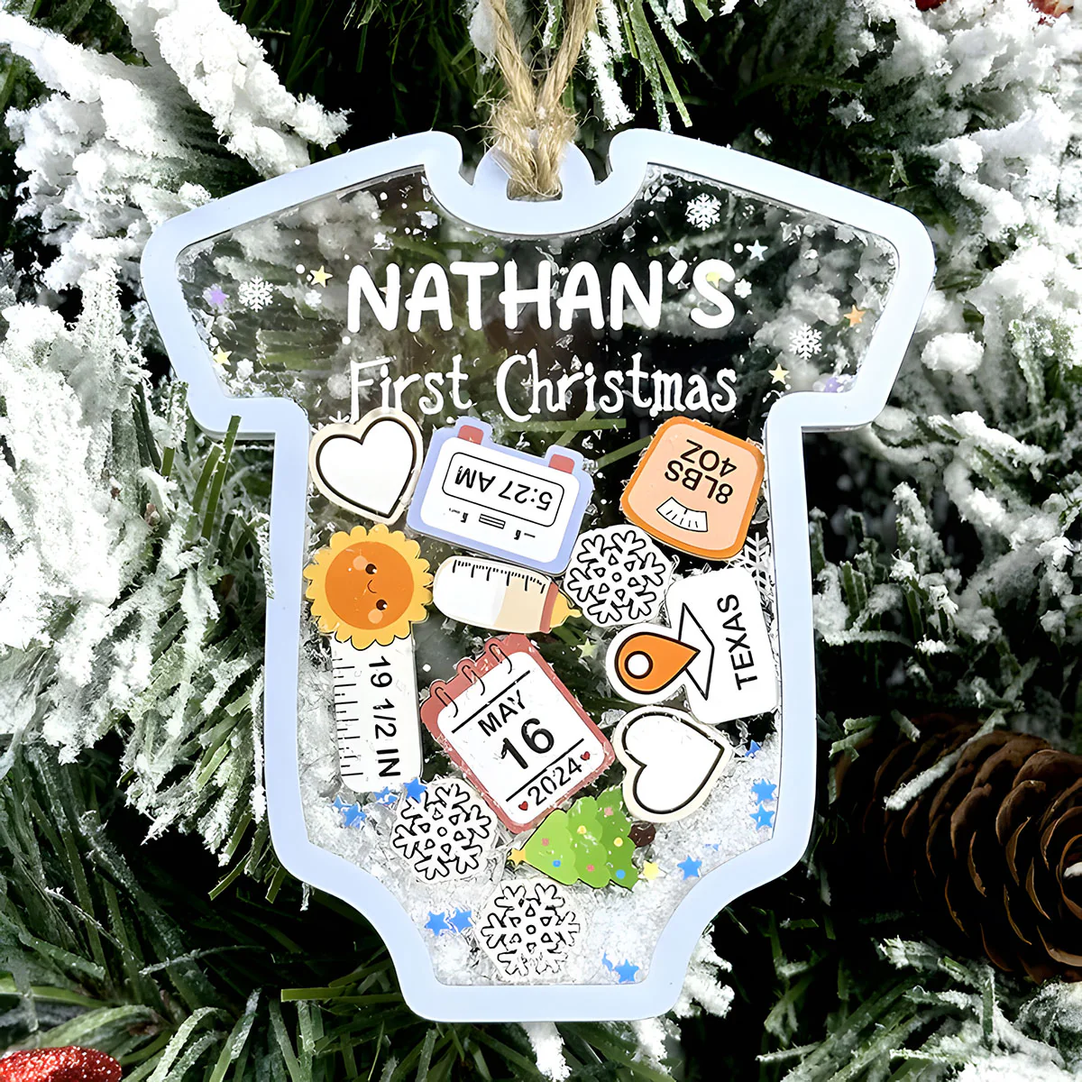 Baby 1st Christmas - Personalized 3 Layered Christmas Shaker Ornament - Image 3