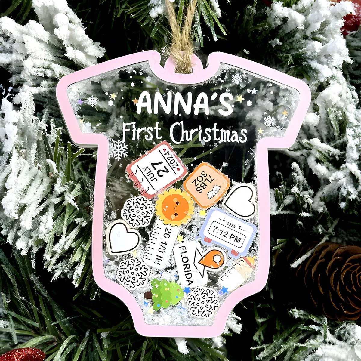 Baby 1st Christmas - Personalized 3 Layered Christmas Shaker Ornament - Image 4