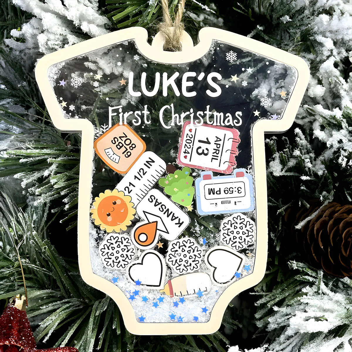 Baby 1st Christmas - Personalized 3 Layered Christmas Shaker Ornament - Image 5