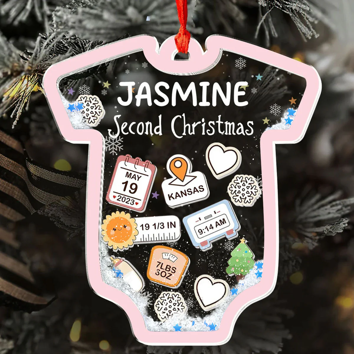 Baby 1st Christmas - Personalized 3 Layered Christmas Shaker Ornament - Image 7