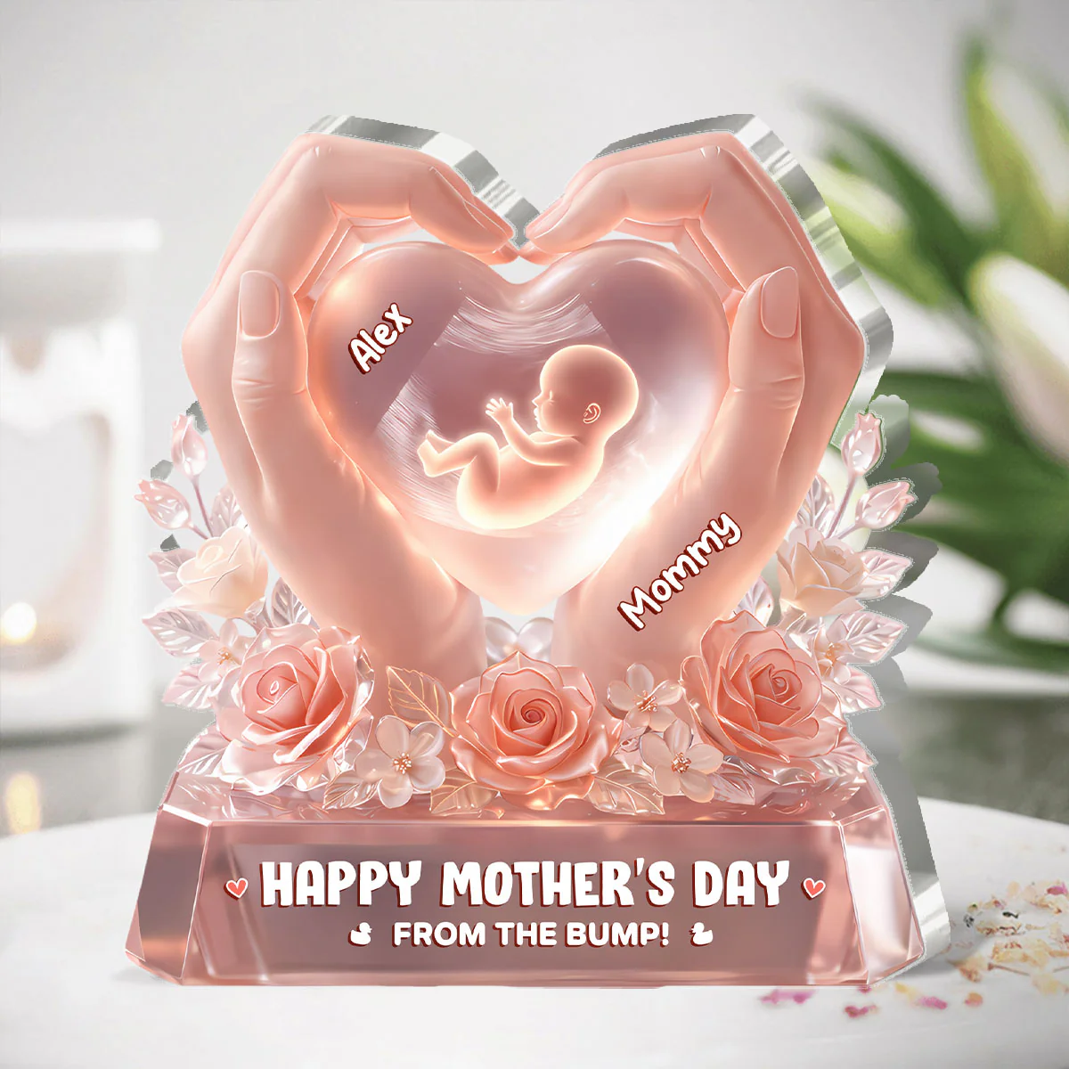 Baby Bump Love Mother - Personalized Custom Shaped Acrylic Plaque