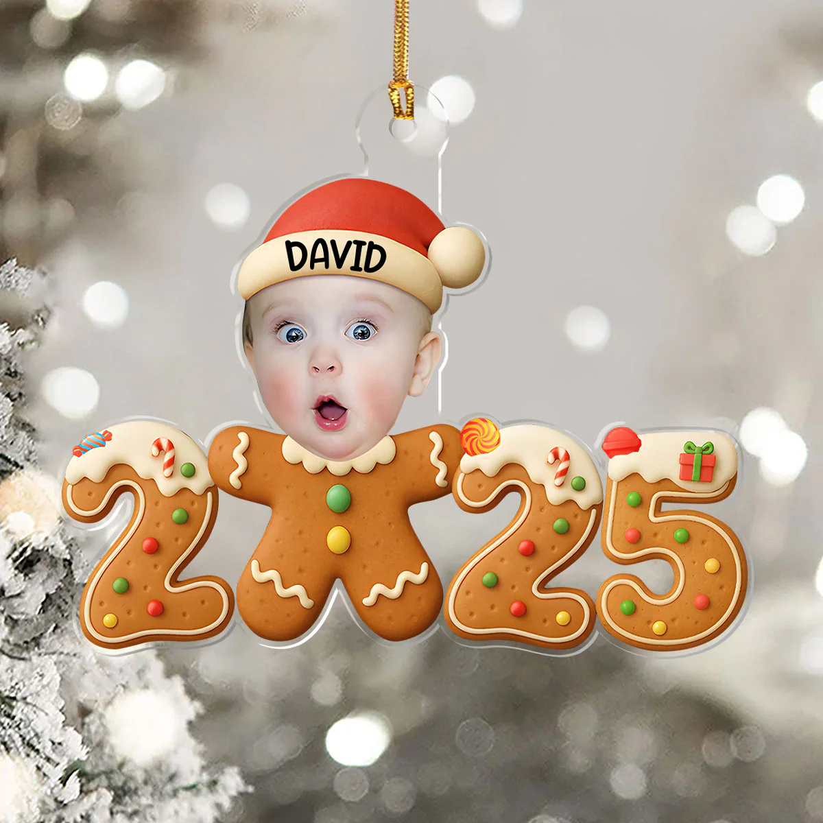 Baby Christmas 2025 Gingerbread - Personalized 1-Layer Acrylic Ornament - Image 5