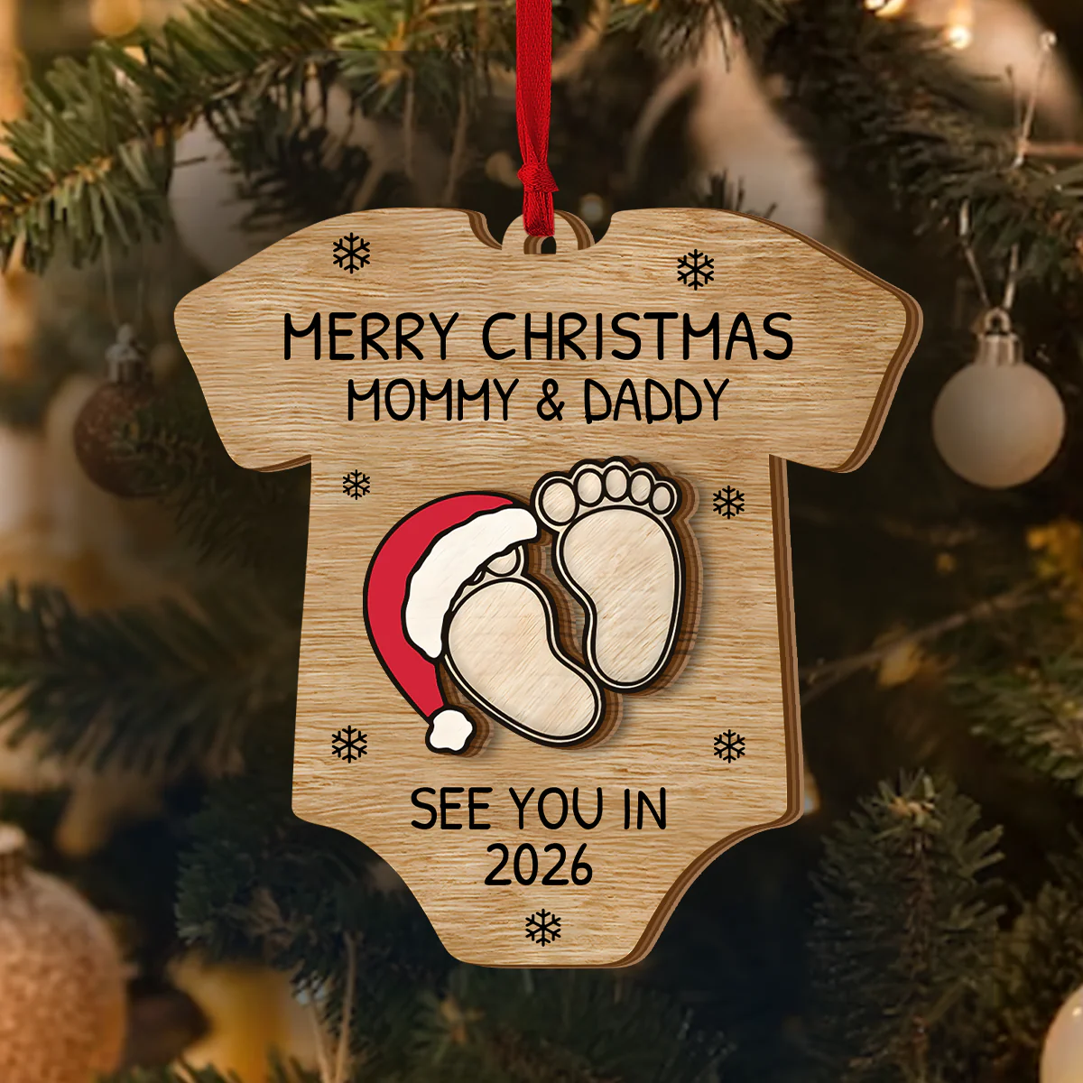 Baby Expecting See You In 2026 - Personalized 2-Layered Wooden Ornament