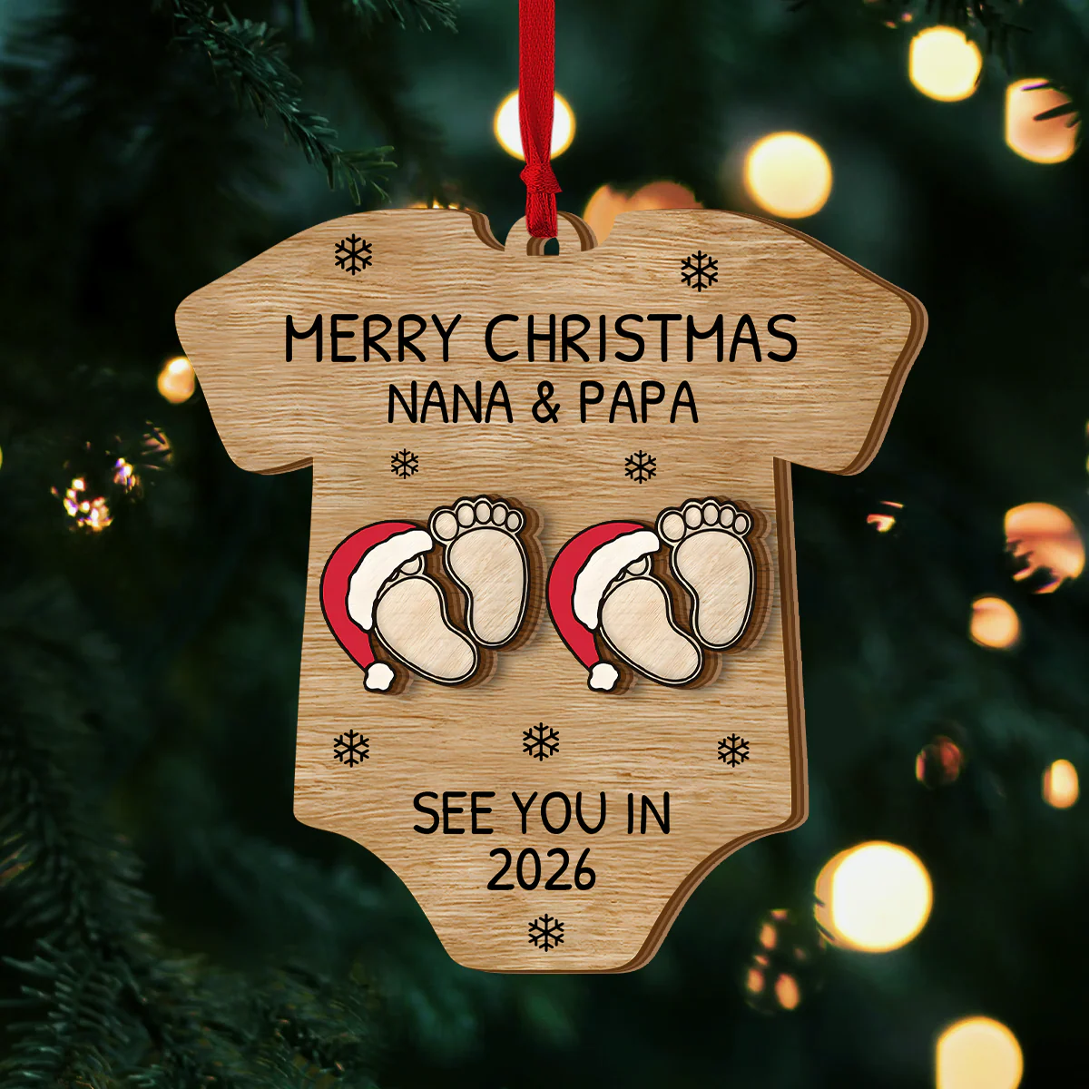 Baby Expecting See You In 2026 - Personalized 2-Layered Wooden Ornament - Image 2