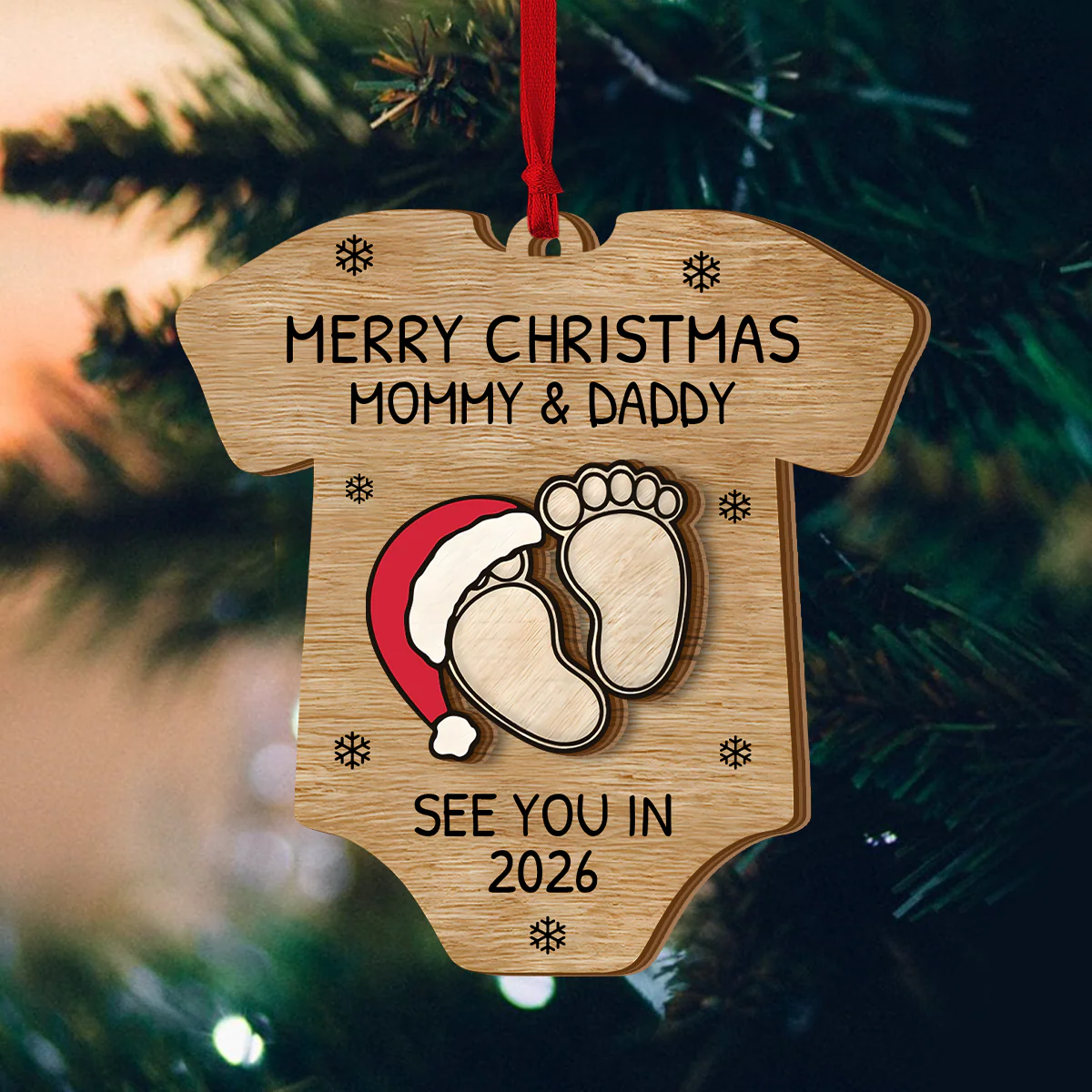 Baby Expecting See You In 2026 - Personalized 2-Layered Wooden Ornament - Image 5