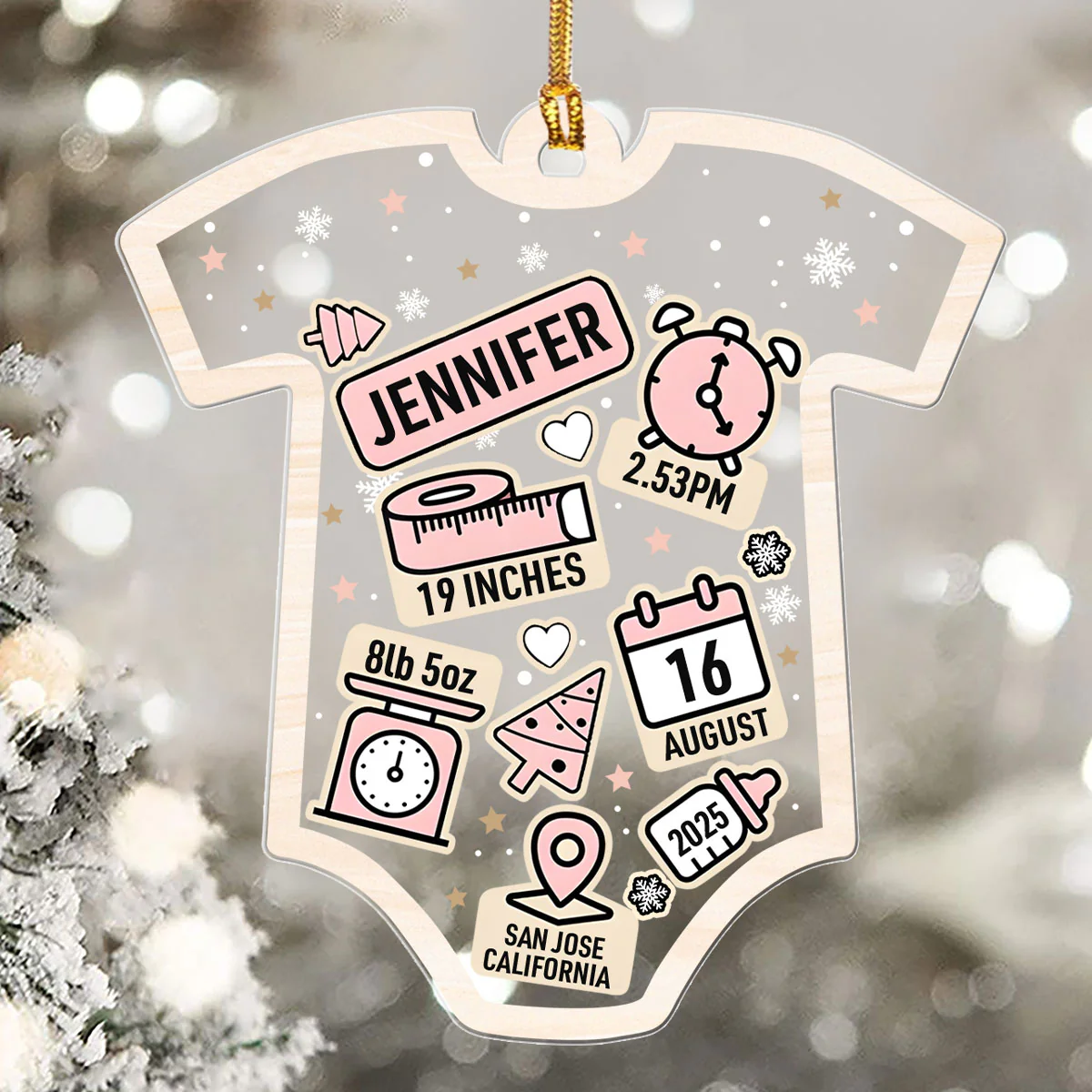 Baby First Christmas Birth Index - Personalized 1-Layer Acrylic Ornament - Image 5