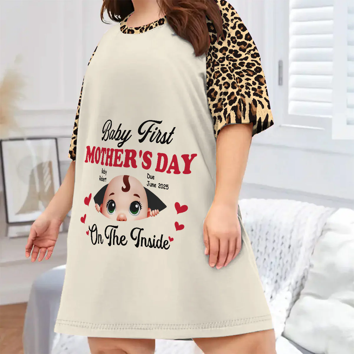 Baby First Mother's Day On The Inside - Personalized Sleep Tee - Image 3
