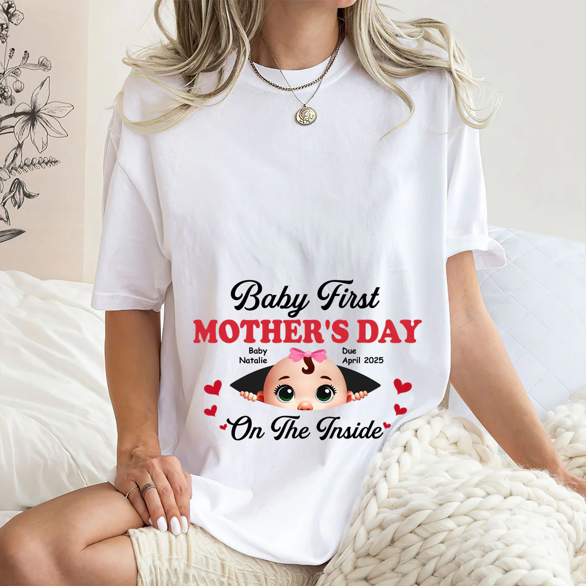 Baby First Mother's Day On The Inside - Personalized Classic Unisex T-shirt - Image 3