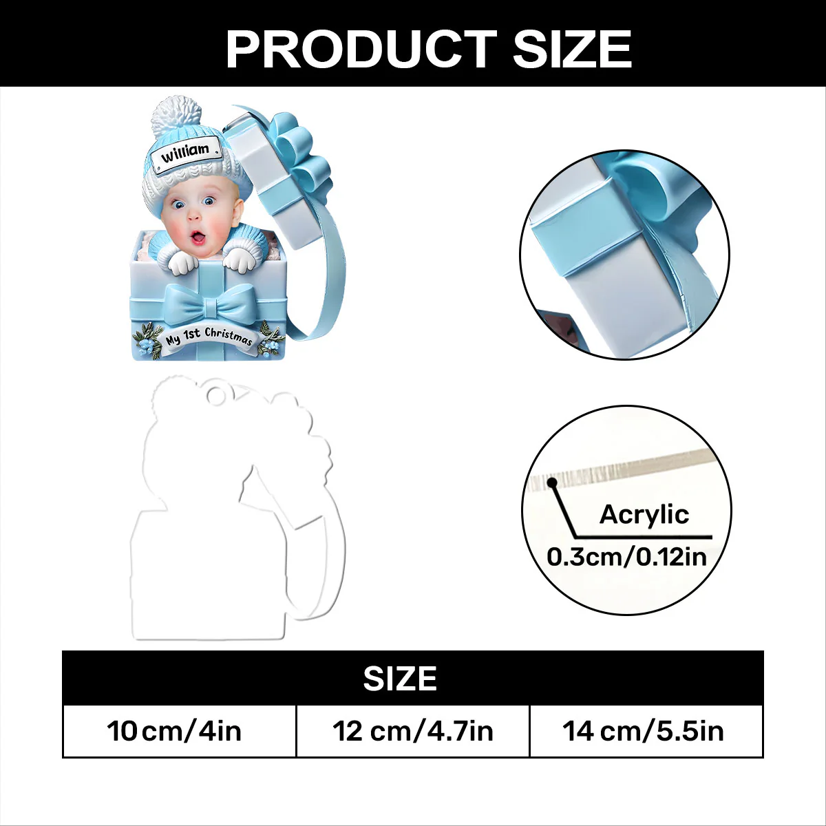Baby In Present - Personalized 1-Layer Acrylic Ornament - Image 7
