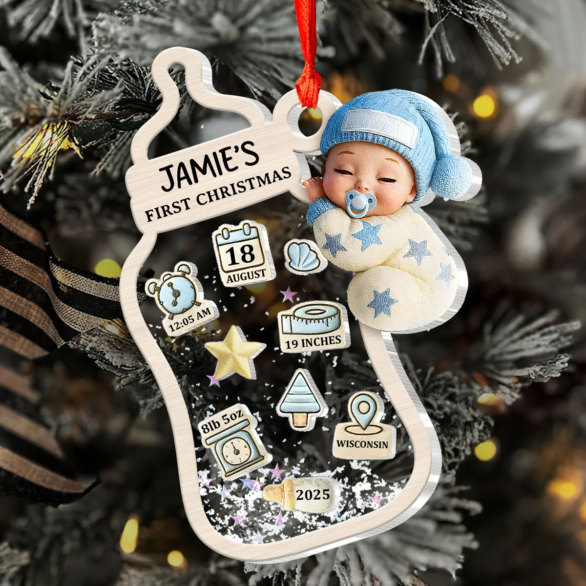 Baby Keepsake - Personalized 3 Layered Christmas Shaker Ornament - Image 5