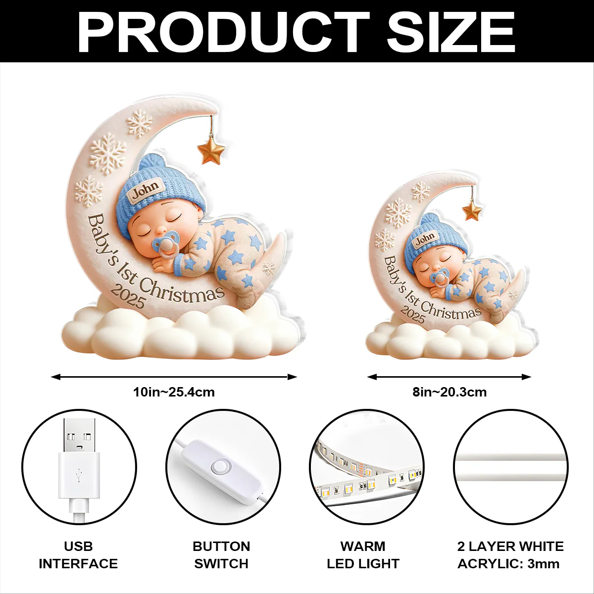 Baby’s 1st Christmas 2025 - Personalized Light Box - Image 6
