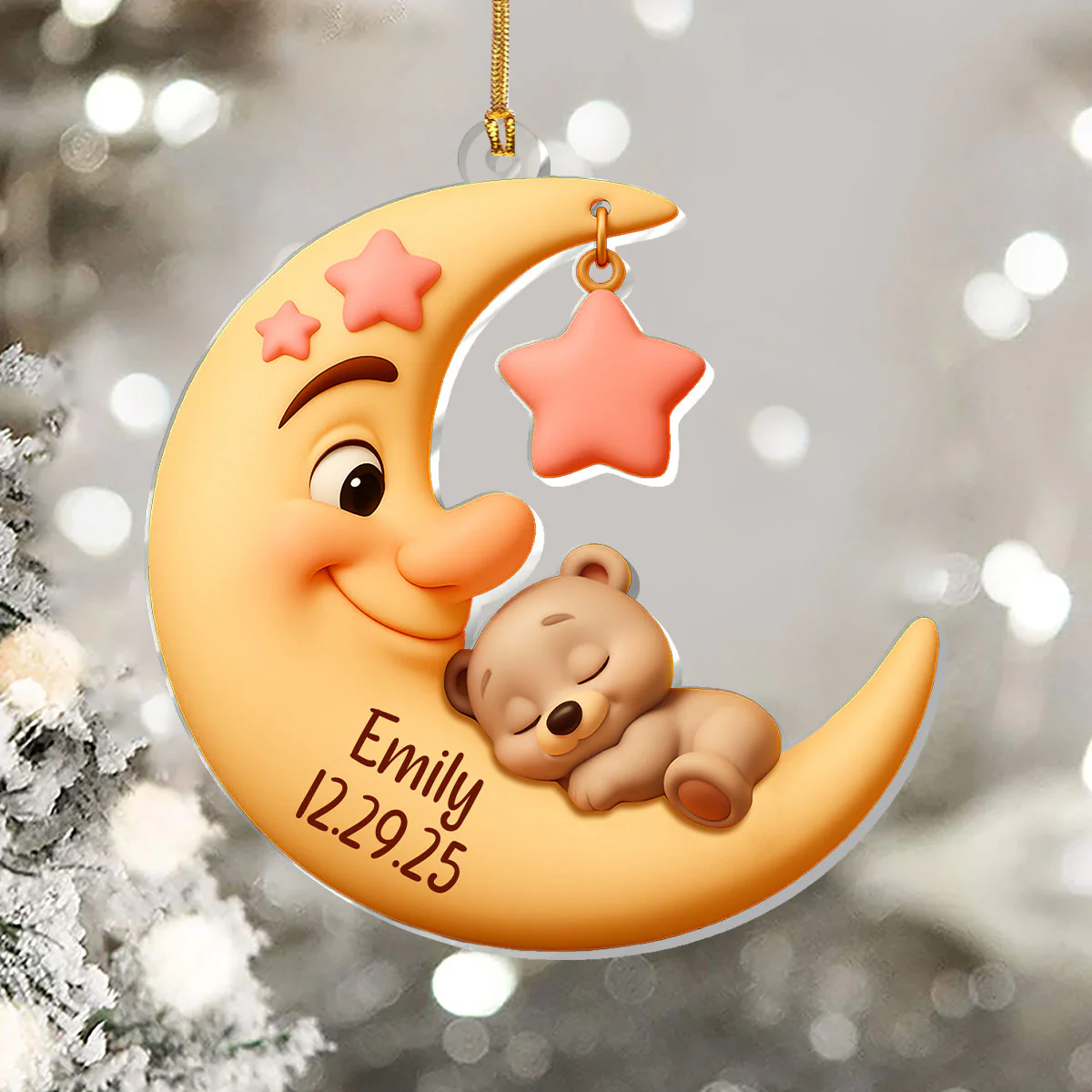 Baby's 1st Christmas - Personalized 1-Layer Acrylic Ornament - Image 5